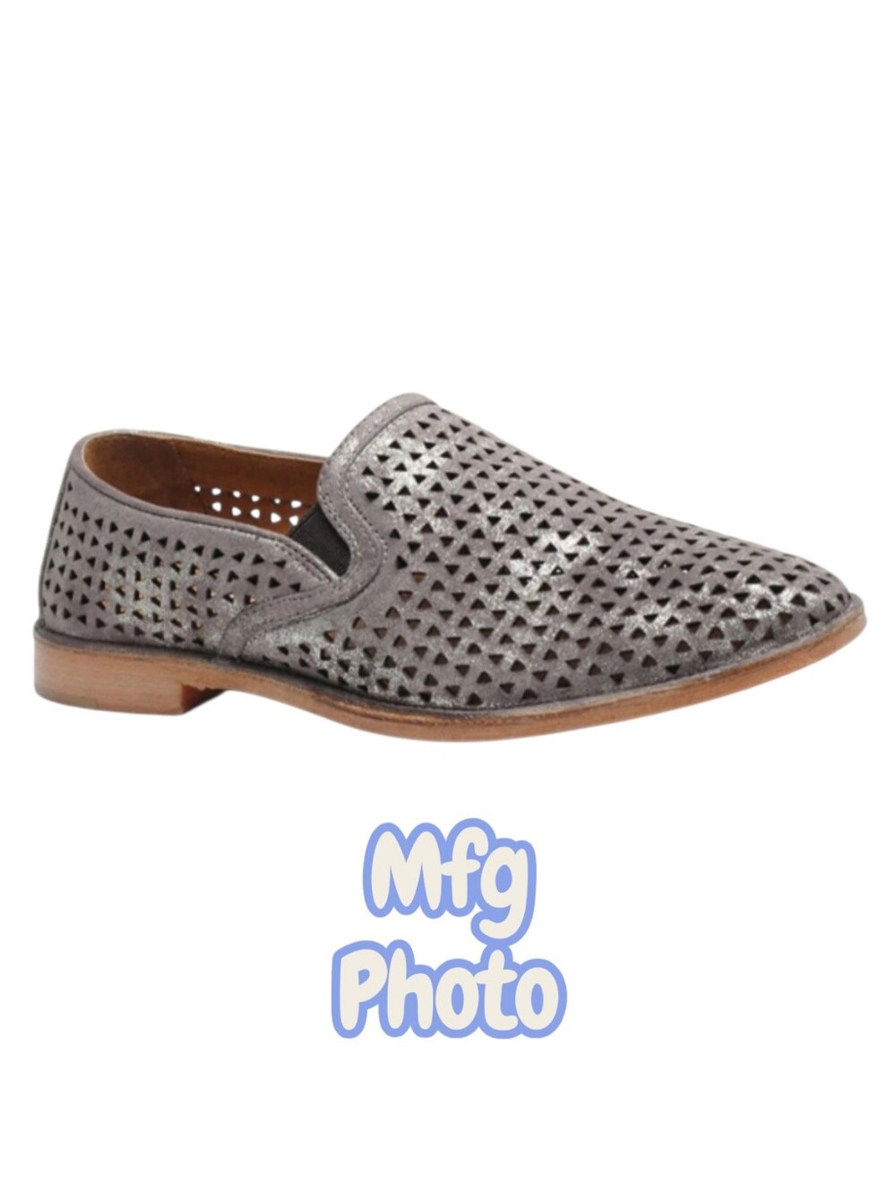 Trask Ali Perforated Pewter Metallic Loafer, Womens 8.5​